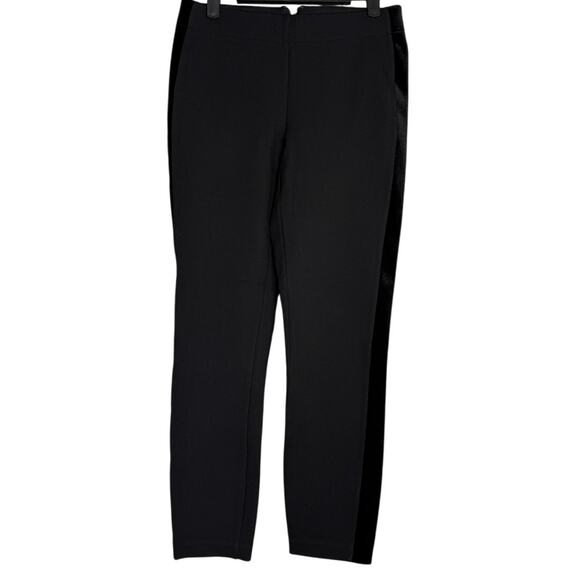 J. Crew Tuxedo Velvet Stripe Mid Rise Ankle Pants Back Zip Up Exposed 2 Black - Picture 12 of 15